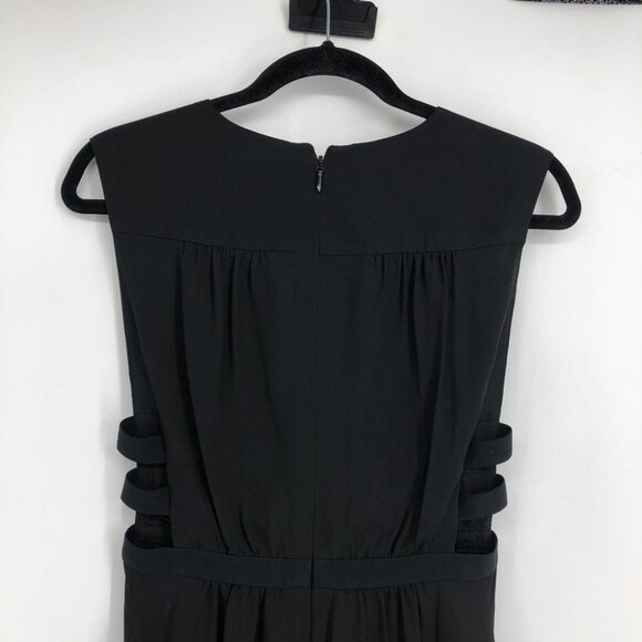 BCBGMaxAzria Black Gathered Waist Sleeveless V-neck Cutout Rachel Midi Dress XS - Picture 12 of 15